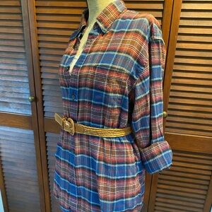Lands’ End Plaid Cotton Flannel Button Down